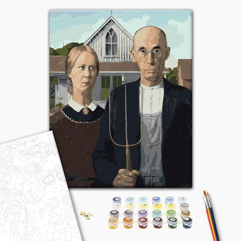Malování podle čísel "Americká gotika", Grant Wood (BS36702)