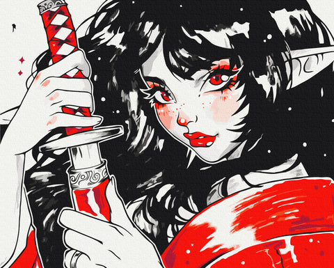 Malování podle čísel Červená katana @ nila_art_art (BS53904)
