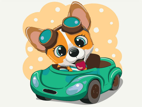 Malování podle čísel Corgi za volantem (KBS0073)