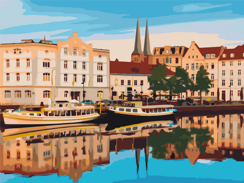 Malování podle čísel Staré město Lubeck, Německo (RBS1009)